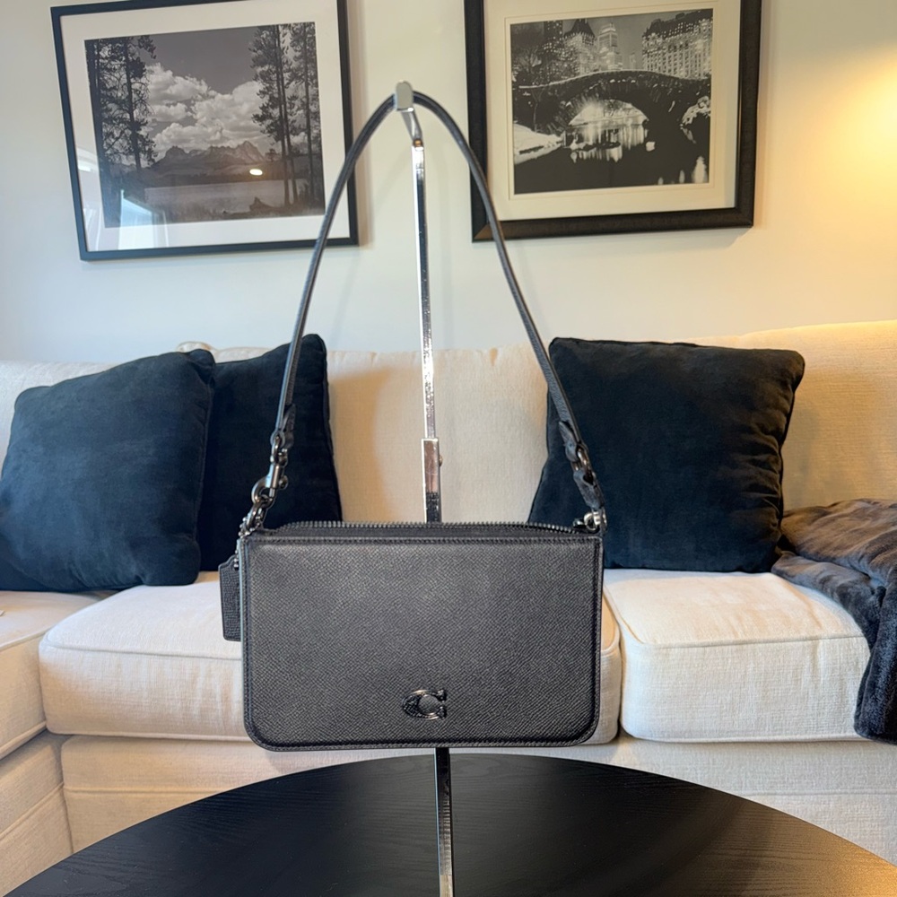 Coach Black Pouch Pebbled Leather Shoulder Bag